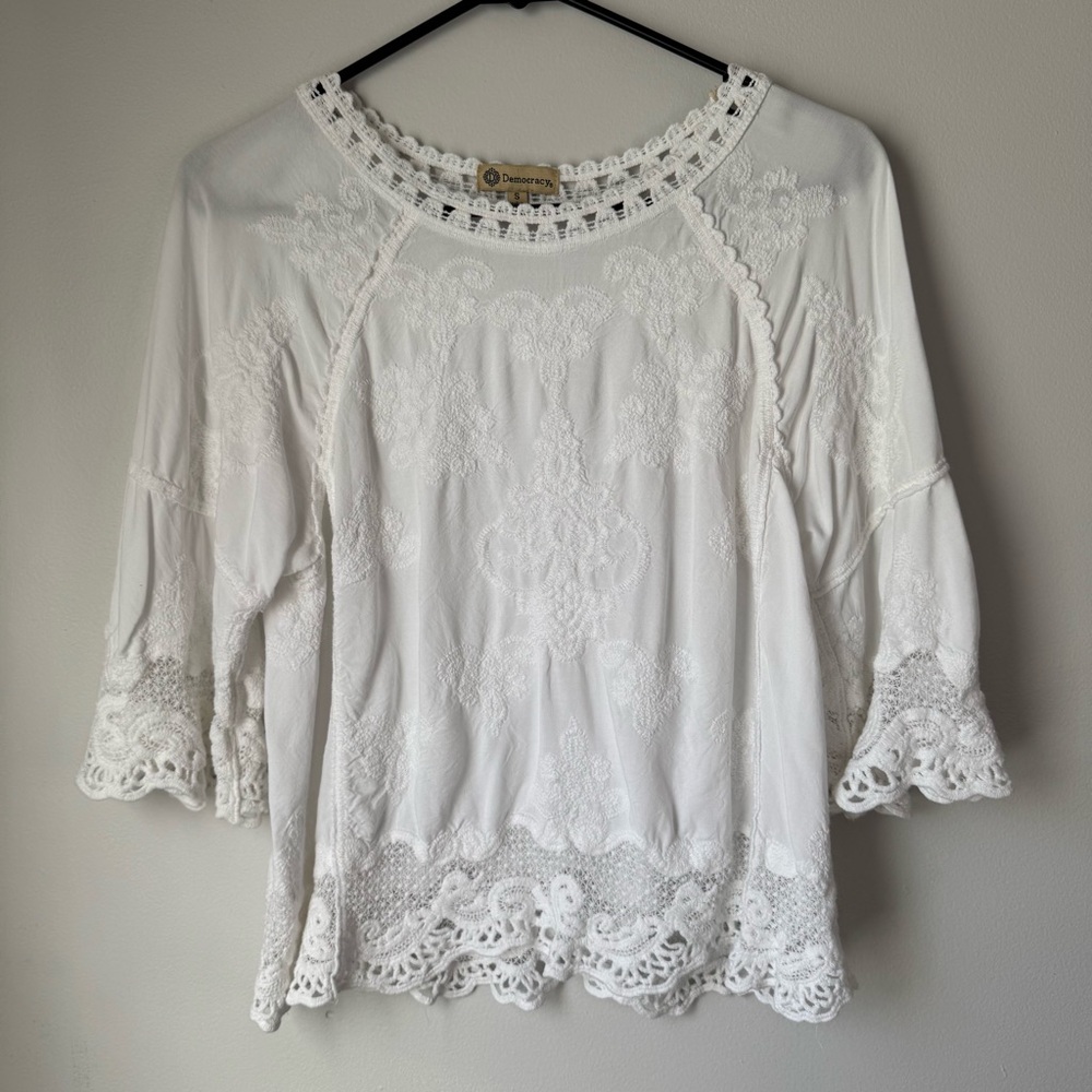 Democracy White Lace Boho Top